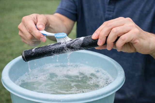 滑るグリップは中性洗剤とぬるま湯で洗うのが正解