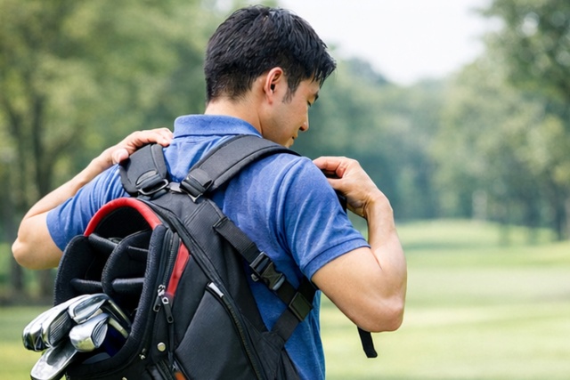 ダブルストラップで肩の負担を左右に分散する