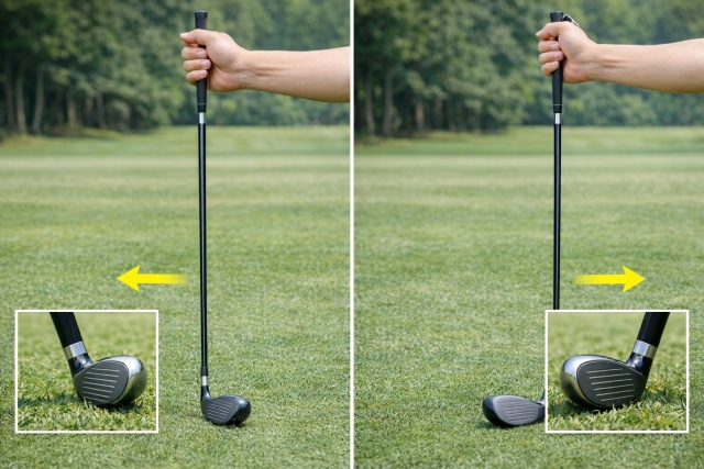 垂直に立てたシャフトとヘッドの配置で見分けるコツ