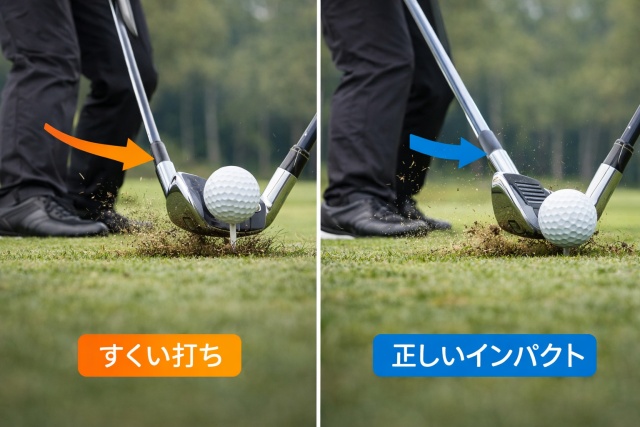 すくい打ちとハンドレイトがロフトを寝かせる原因