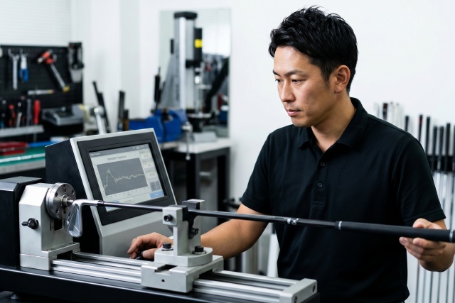 専門家の振動数測定によるシャフトの剛性確認